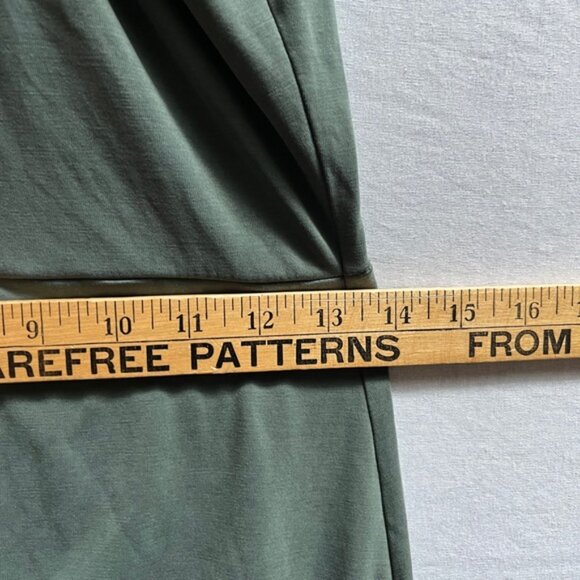 Workhall Sage Green Draped crisscross halter Ruched Asymmetrical Dress Sz S - Picture 10 of 11